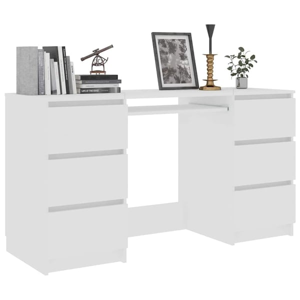 vidaXL Skrivebord hvit 140x50x77 cm konstruert tre