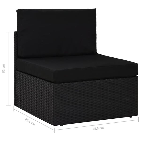 vidaXL midtersæde til sofa polyrattan sort