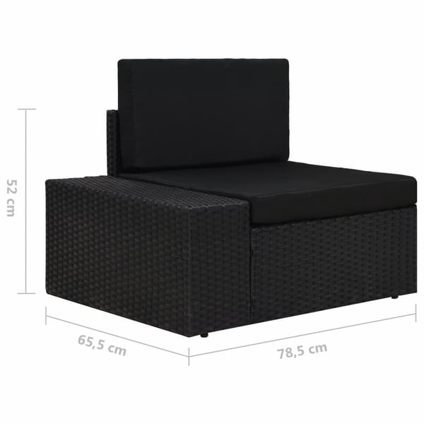 vidaXL hjørnedel til sofa med højre armlæn polyrattan sort