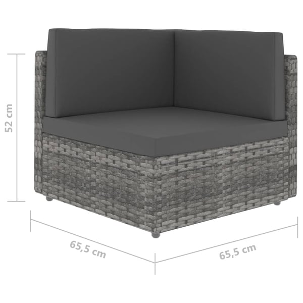 vidaXL hjørnedel til sofa polyrattan grå