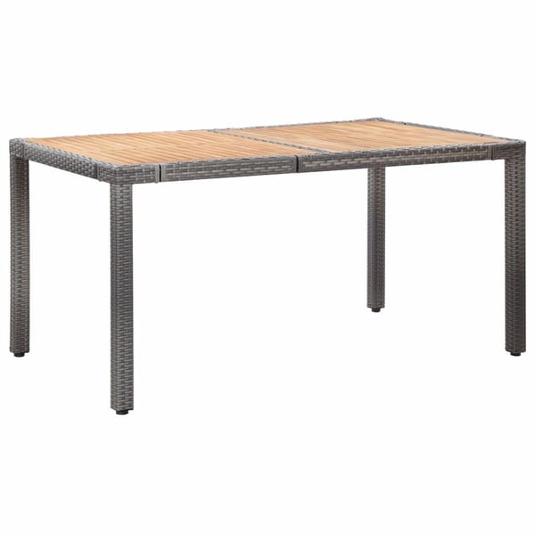 vidaXL udendørs spisebordssæt 7 dele med hynder polyrattan grå