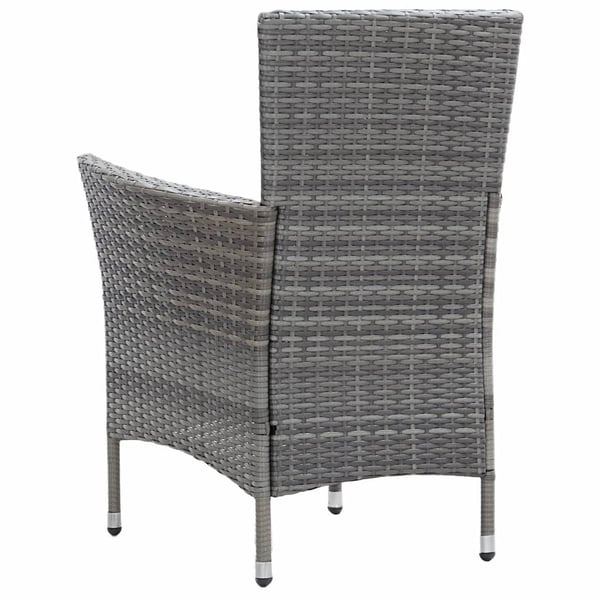 vidaXL udendørs spisebordssæt 7 dele med hynder polyrattan grå