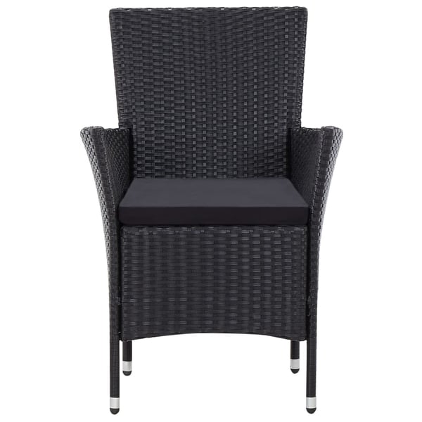 vidaXL udendørs spisebordssæt 9 dele med hynder polyrattan sort