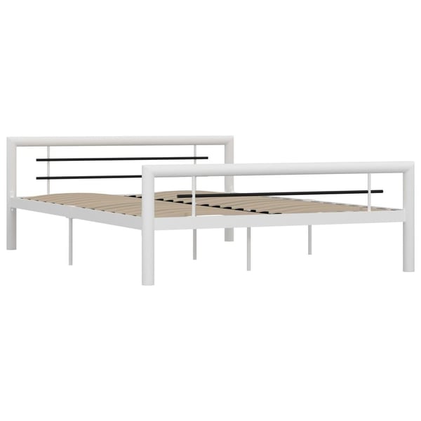 vidaXL Seng/Sengeramme hvit og svart metall 120x200 cm change1