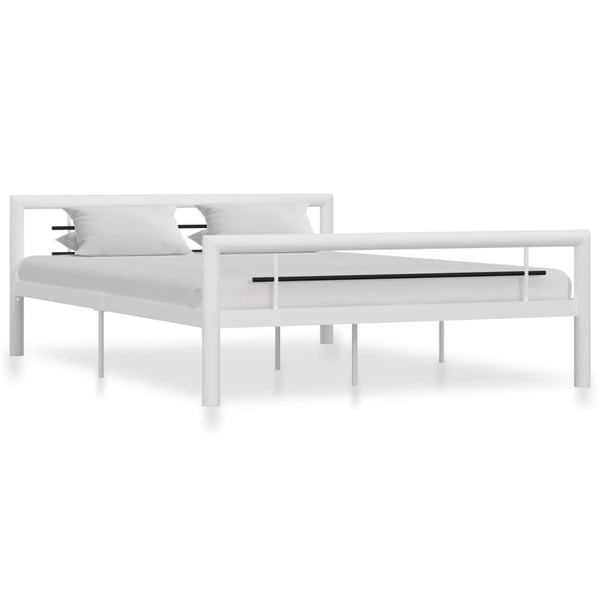 vidaXL Seng/Sengeramme hvit og svart metall 120x200 cm change1
