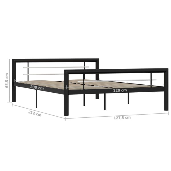 vidaXL Seng/Sengeramme svart og hvit metall 120x200 cm change1