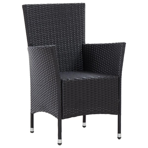 vidaXL udendørs spisebordssæt 5 dele med hynder polyrattan sort