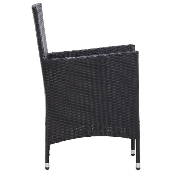 vidaXL udendørs spisebordssæt 5 dele med hynder polyrattan sort