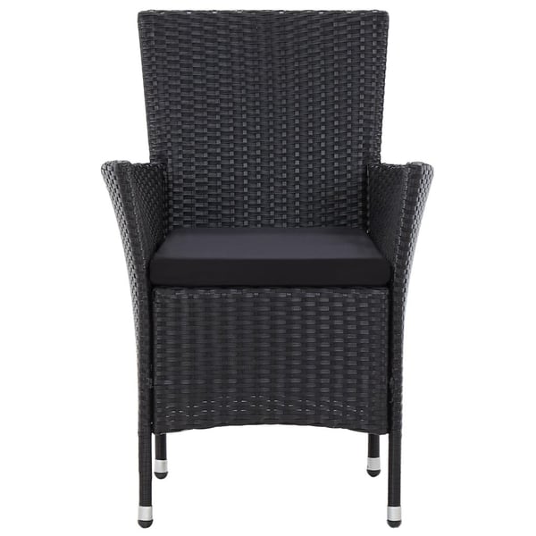 vidaXL udendørs spisebordssæt 5 dele med hynder polyrattan sort