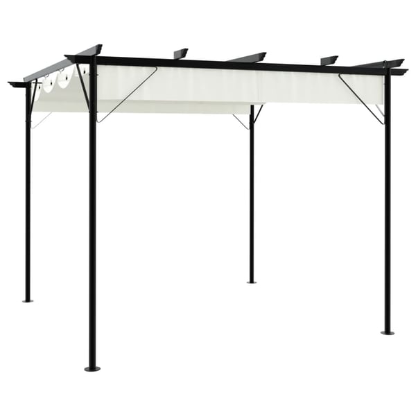 vidaXL pergola med tilbagetrækkeligt tag 3x3 m stål cremefarvet