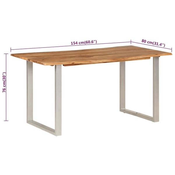 vidaXL spisebord 154x80x76 cm massivt akacietræ