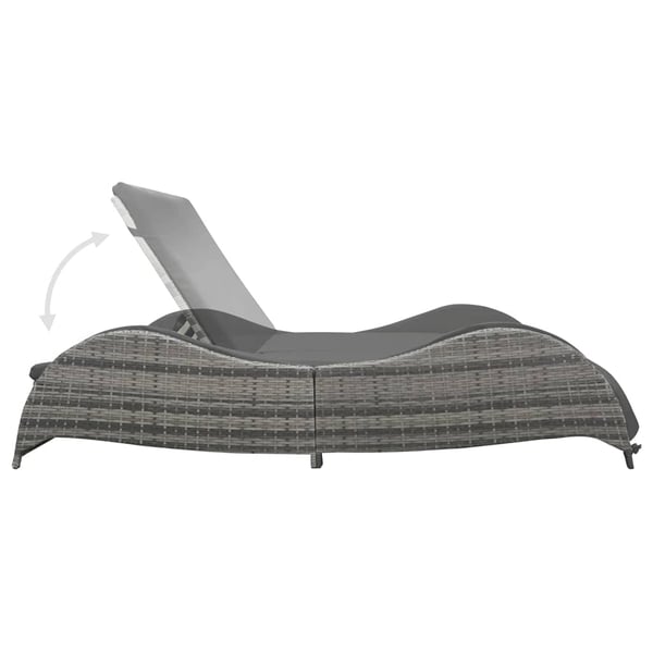 vidaXL dobbelt liggestol med hynde polyrattan antracitgrå