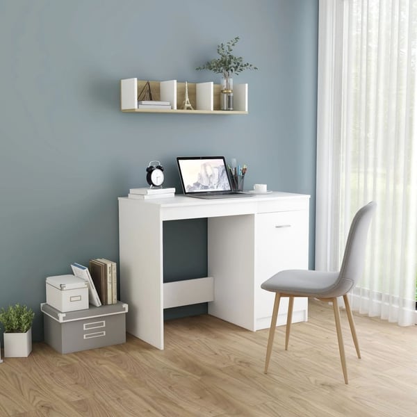 vidaXL Skrivebord hvit 100x50x76 cm konstruert tre