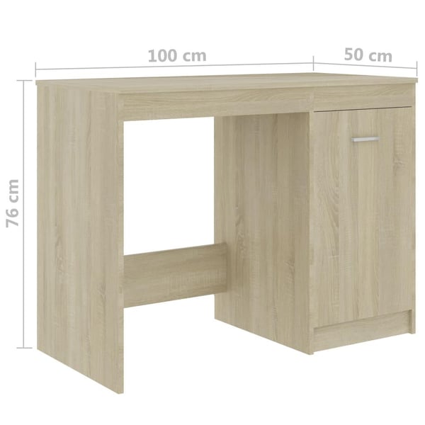 vidaXL Skrivebord sonoma eik 100x50x76 cm sponplate
