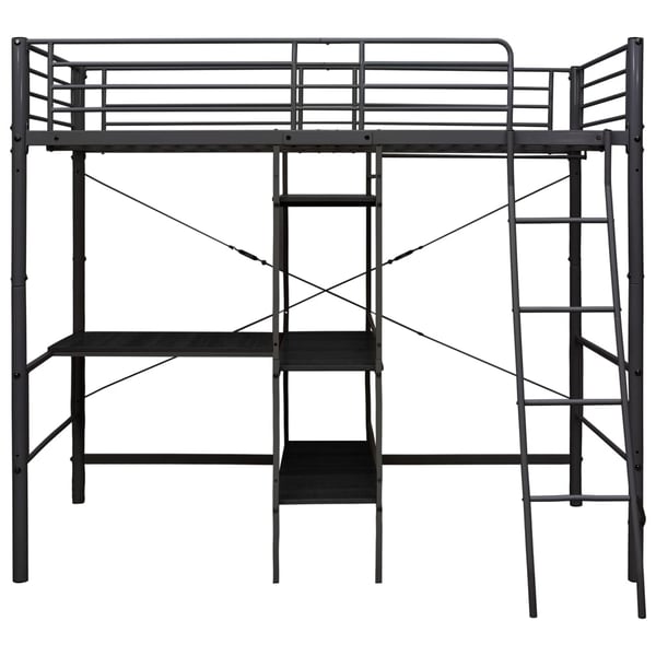 vidaXL sengestel til køjeseng med bord 90x200 cm sort change1
