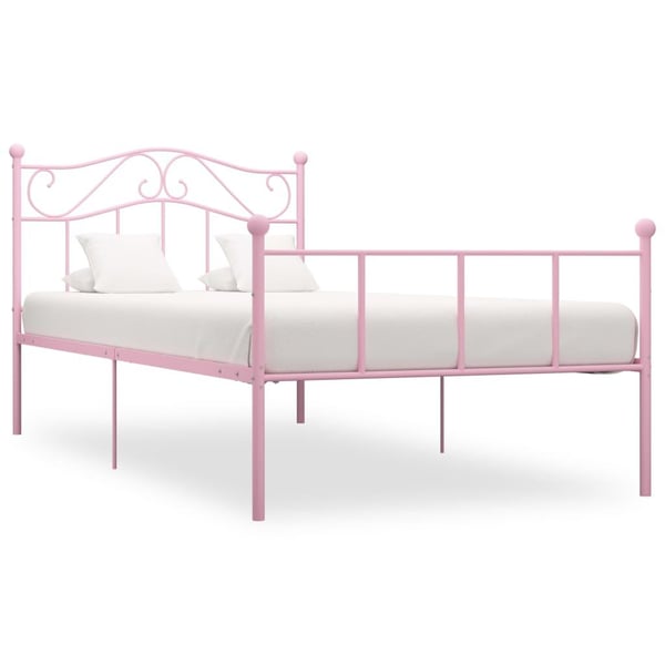 vidaXL Seng/Sengeramme rosa metall 100x200 cm change1