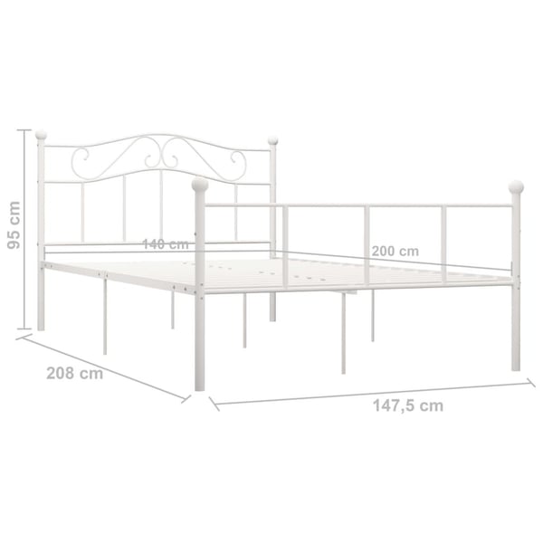 vidaXL Seng/Sengeramme hvit metall 140x200 cm change1