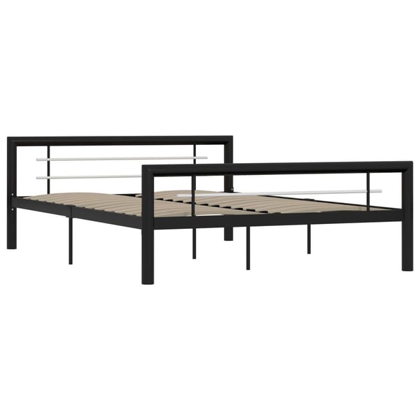 vidaXL Seng/Sengeramme svart og hvit metall 160x200 cm change1