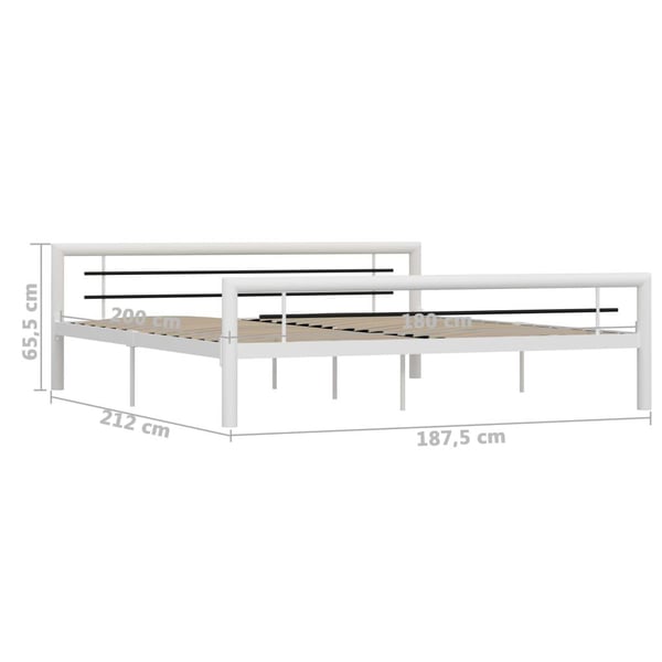 vidaXL Seng/Sengeramme hvit og svart metall 180x200 cm change1