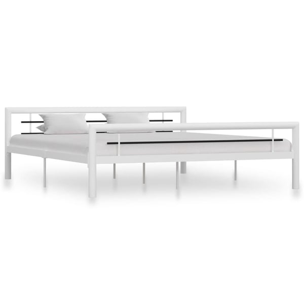vidaXL Seng/Sengeramme hvit og svart metall 180x200 cm change1