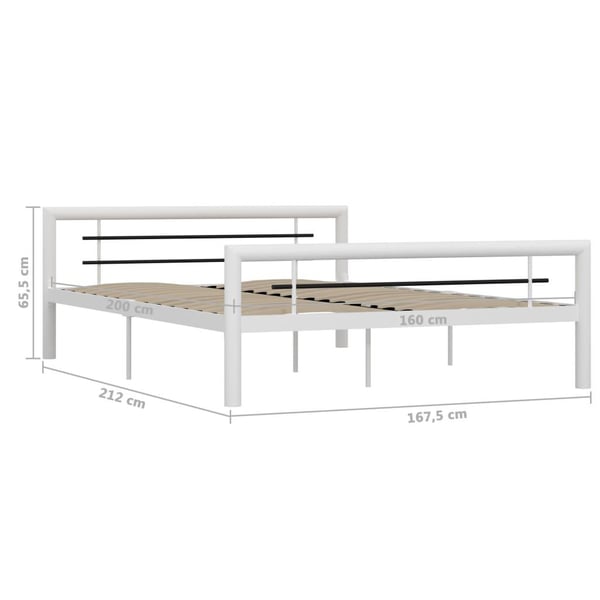 vidaXL Seng/Sengeramme hvit og svart metall 160x200 cm change1