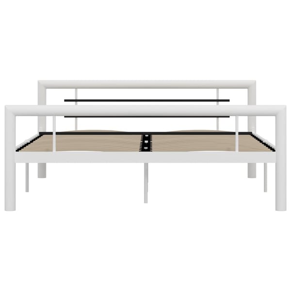 vidaXL Seng/Sengeramme hvit og svart metall 160x200 cm change1