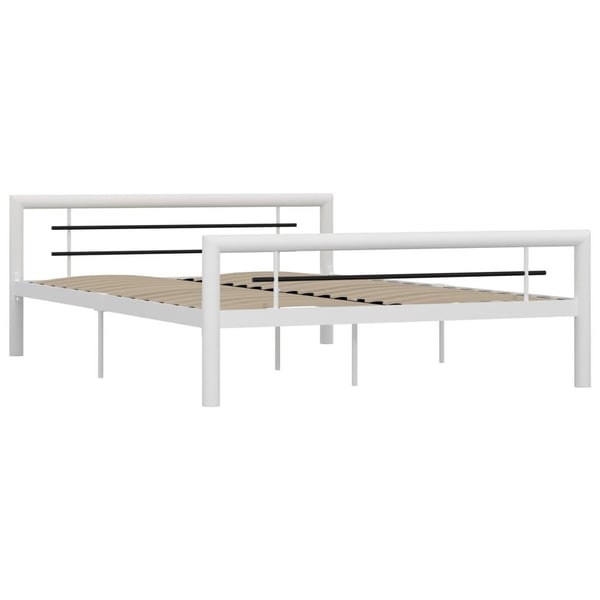 vidaXL Seng/Sengeramme hvit og svart metall 140x200 cm change1