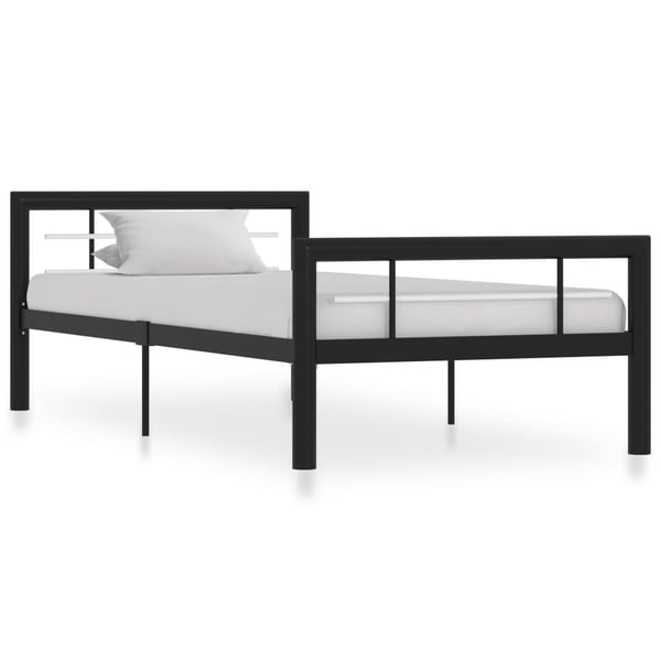 vidaXL Seng/Sengeramme svart og hvit metall 90x200 cm change1