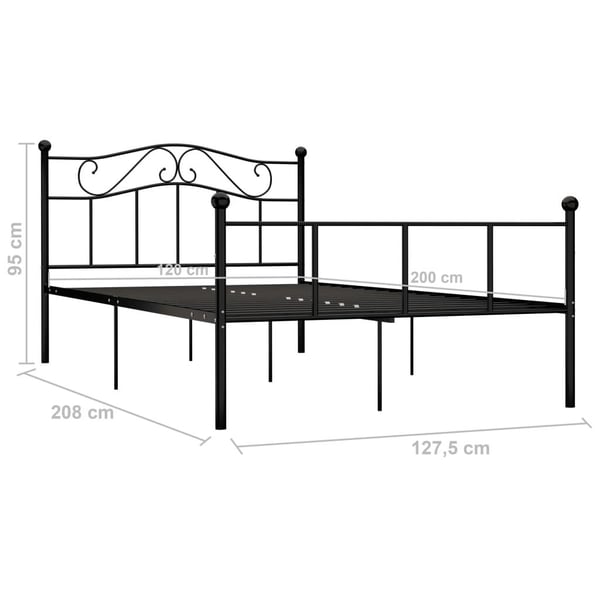 vidaXL sengestel 120x200 cm metal sort change1