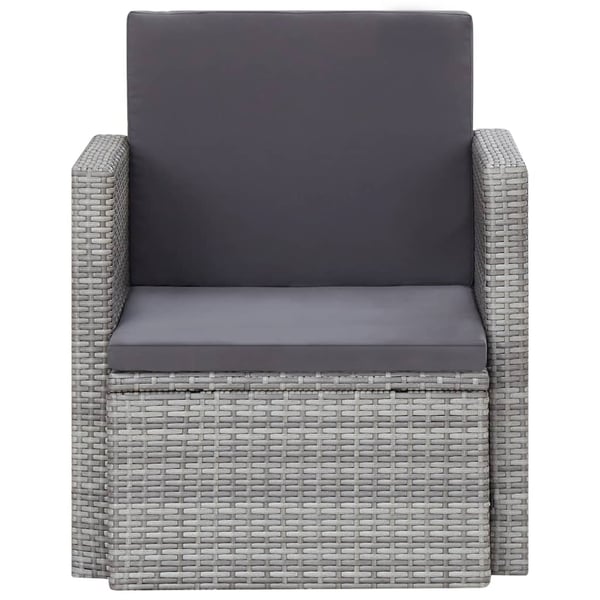 vidaXL havestol med hynder polyrattan grå