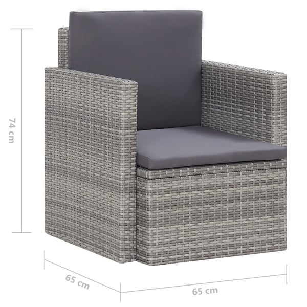 vidaXL havestol med hynder polyrattan grå
