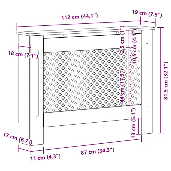 vidaXL Elementskydd antracit 112x19x81,5 cm MDF