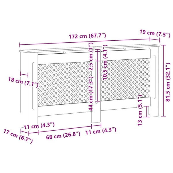 vidaXL Elementskydd 172x19x81,5 cm MDF