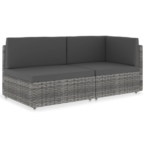 vidaXL 2-personers sofa modulær polyrattan grå