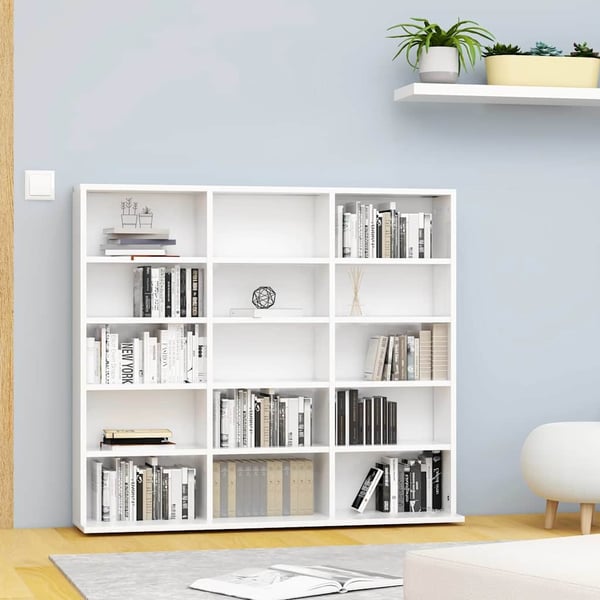 vidaXL CD-hylle hvit 100x23x89,5 cm konstruert tre