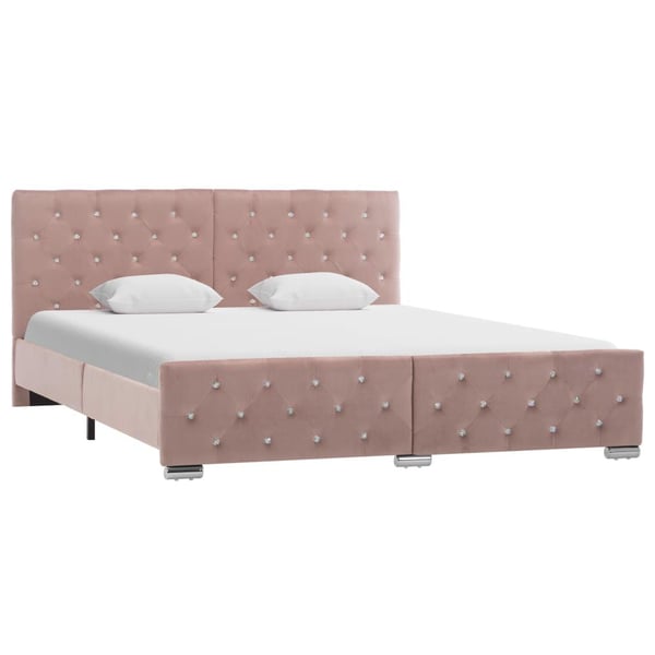vidaXL Sängram rosa sammet 160x200 cm