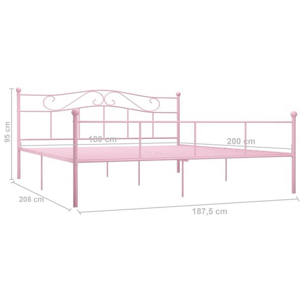 vidaXL Seng/Sengeramme rosa metall 180x200 cm change1