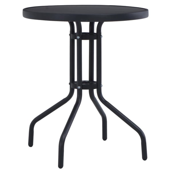 vidaXL havebord 80 cm stål og glas sort