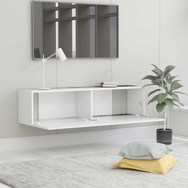 vidaXL TV-benk hvit 120x30x30 cm konstruert tre