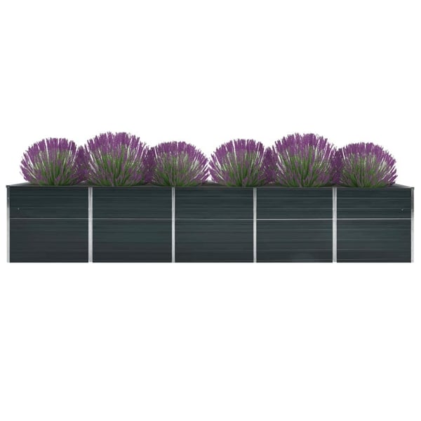 vidaXL forhøjet plantekasse 400x80x77 cm galvaniseret stål antracitgrå