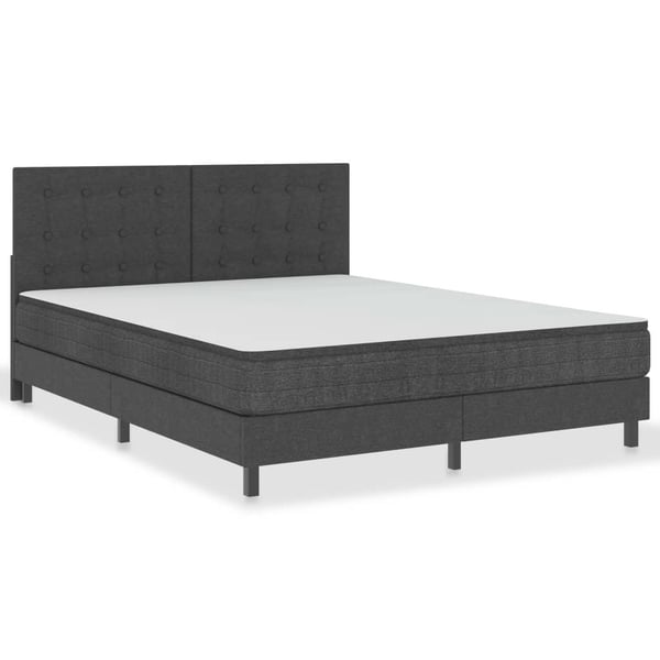 vidaXL seng med boxmadras 160x200 cm stof mørkegrå