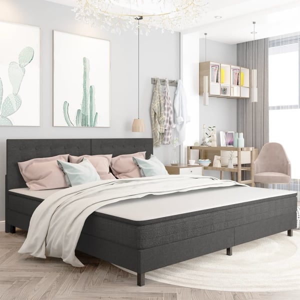 vidaXL Sänggavel mörkgrå tyg tuftad 200x200 cm