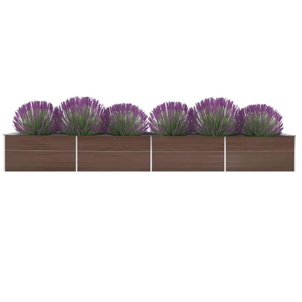 vidaXL plantekasse 600x80x45 cm galvaniseret stål brun