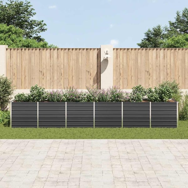 vidaXL forhøjet plantekasse 480x80x77 cm galvaniseret stål antracitgrå