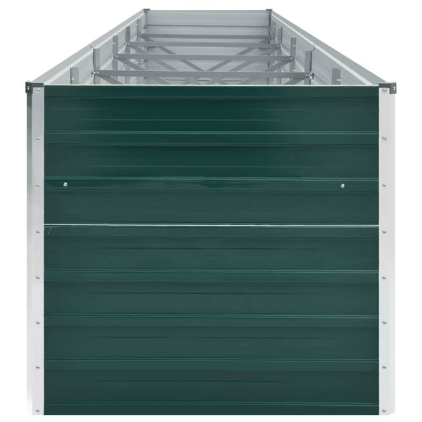 vidaXL Korotettu kukkalaatikko galv. teräs 480x80x77 cm vihreä