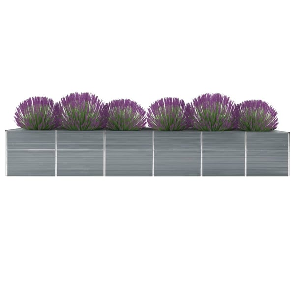 vidaXL Høybed galvanisert stål 480x80x77 cm grå