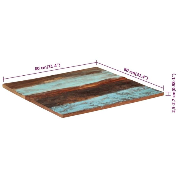 vidaXL Firkantet bordplate 80x80 cm 25-27 mm gjenvunnet heltre