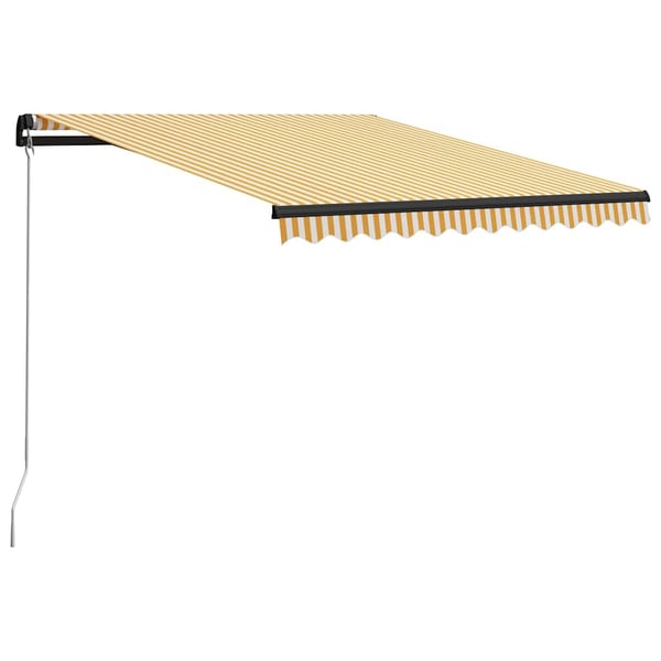 vidaXL Manuell uttrekkbar markise med LED 300x250 cm gul og hvit