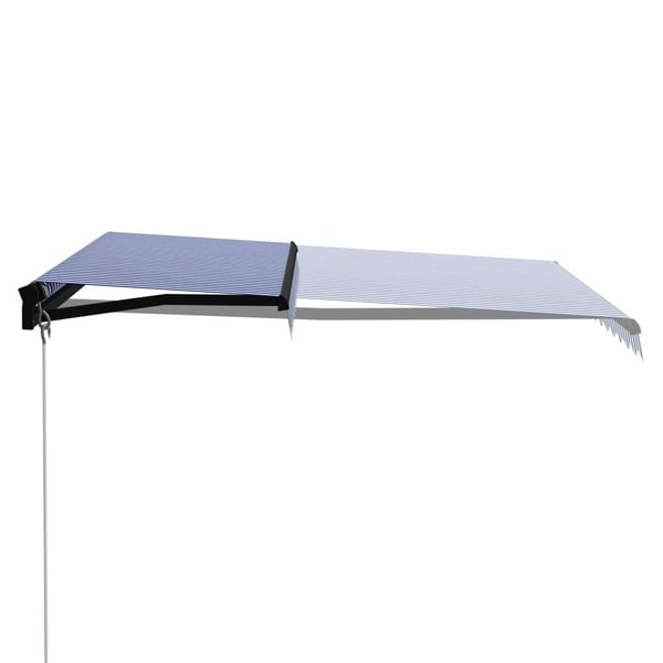 vidaXL Manuell uttrekkbar markise med LED 300x250 cm blå og hvit