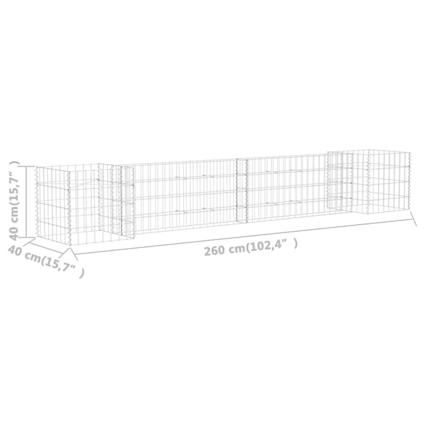 vidaXL Gabion plantekasse H-formet ståltråd 260x40x40 cm